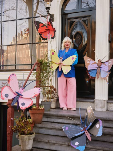 All the most butterfly-ish spring wishes from Romy, our co-founder, right in front of her Amsterdam canal  home 🦋